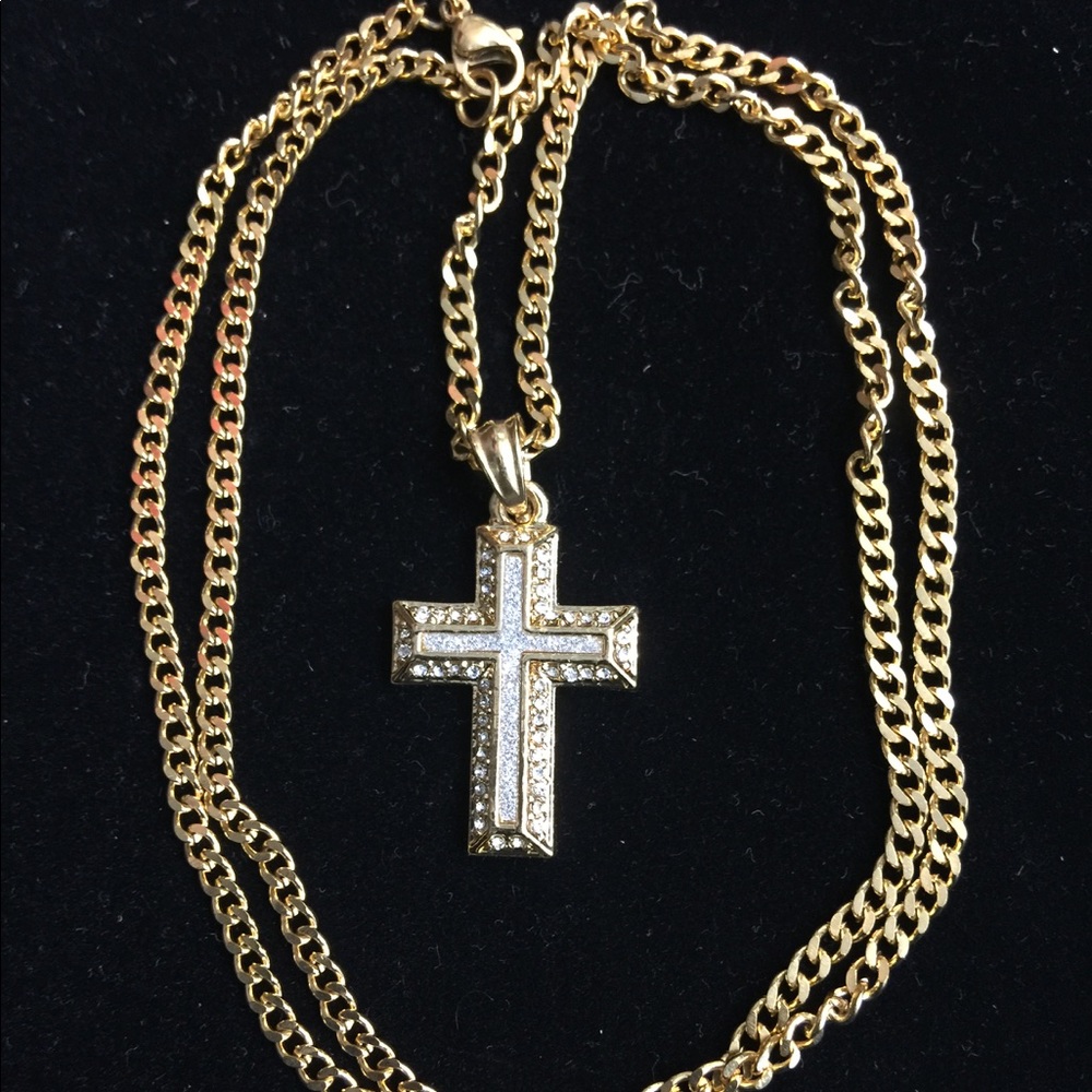 Stainless Steel 24 in chain with Cross